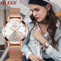 OLEVS marque doux Style filles montre à Quartz en acier inoxydable matériel milanais bracelet de montre montres étanche montre pour dame